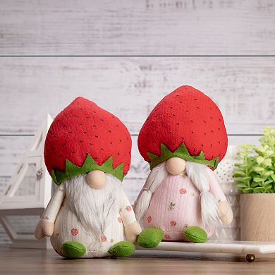 Northlight Green & Red Girl Springtime Strawberry Gnome Table Decor