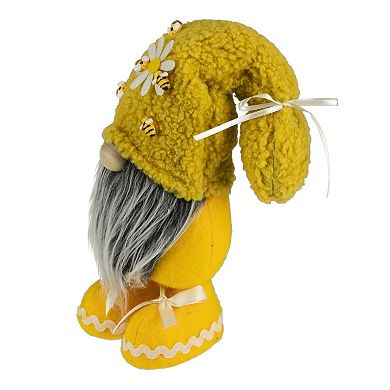 Northlight Yellow High Pile Fleece Bumblebee & Daisy Springtime Gnome Table Decor