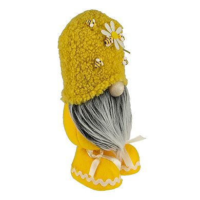 Northlight Yellow High Pile Fleece Bumblebee & Daisy Springtime Gnome Table Decor