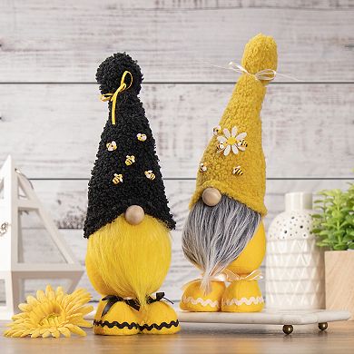 Northlight Black & Yellow High Pile Fleece Bumblebee Springtime Gnome Table Decor
