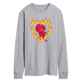 Men's Hot Stuff Little Devil Flame Heart Fleece Sweatshirt