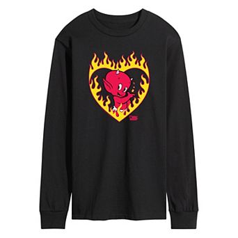 Men's Hot Stuff Little Devil Flame Heart Fleece Sweatshirt
