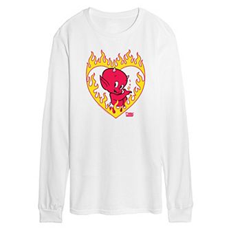 Men's Hot Stuff Little Devil Flame Heart Fleece Sweatshirt