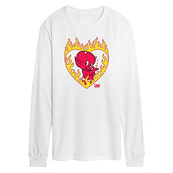 Men's Hot Stuff Little Devil Flame Heart Fleece Sweatshirt
