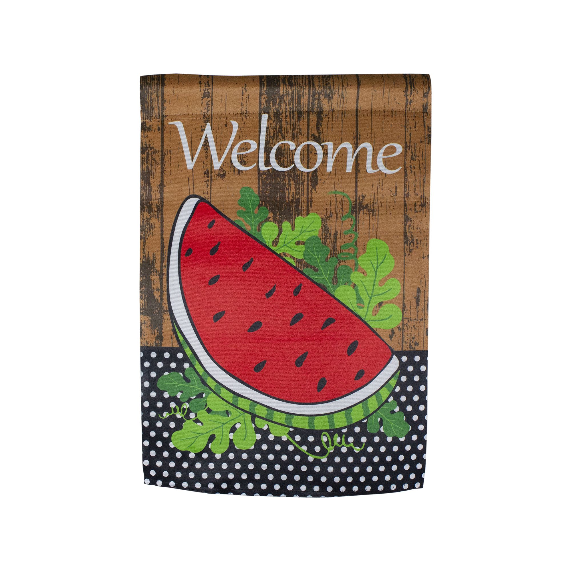 Northlight Welcome Watermelon Slice Spring Outdoor Garden Flag, Red