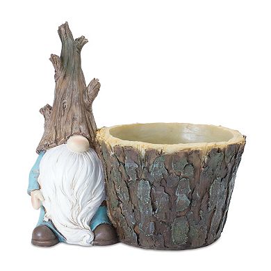 Melrose Faux Tree Trunk Gnome Planter Table Decor 2-piece Set