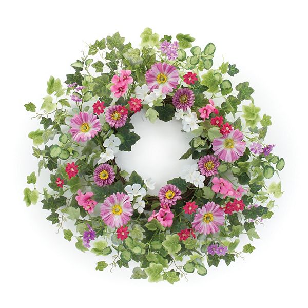 Melrose Artificial Mixed Floral & Ivy Wreath