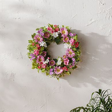 Melrose Artificial Mixed Floral & Ivy Wreath 