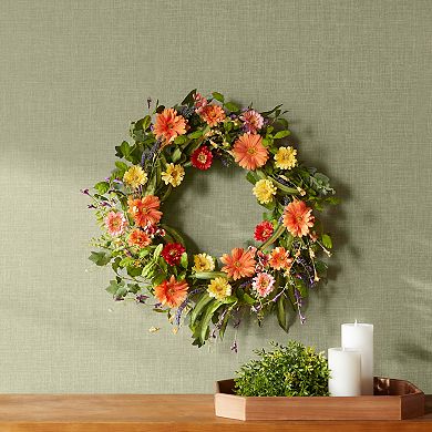 Melrose Artificial Mixed Daisy Floral Wreath