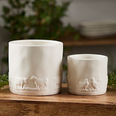 Melrose Ceramic Farm Animal Planter Table Decor 2-piece Set