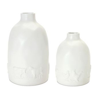 Melrose Ceramic Farm Animal Decorative Vase Table Decor 2 pc Set