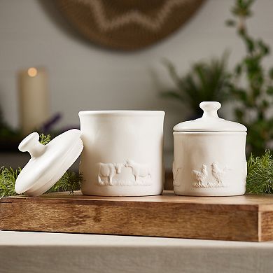 Melrose Ceramic Farm Animal Decorative Canister Table Decor 2-piece Set