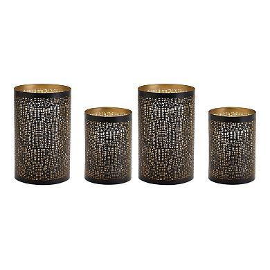 Melrose Abstract Punched Metal Candle Holder Table Decor 2-piece Set