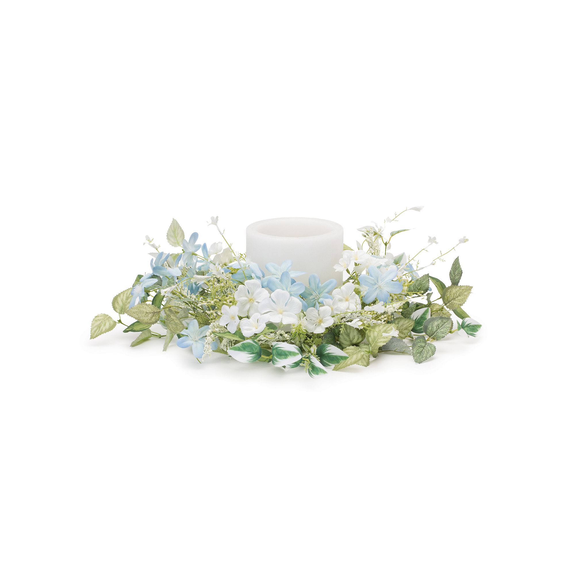 Melrose Blossom Artificial Floral Candle Holder Table Decor, Blue
