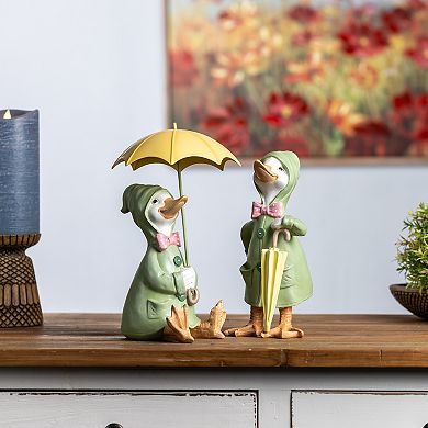 Melrose Raincoat Duck Figurine Table Decor 2-piece Set
