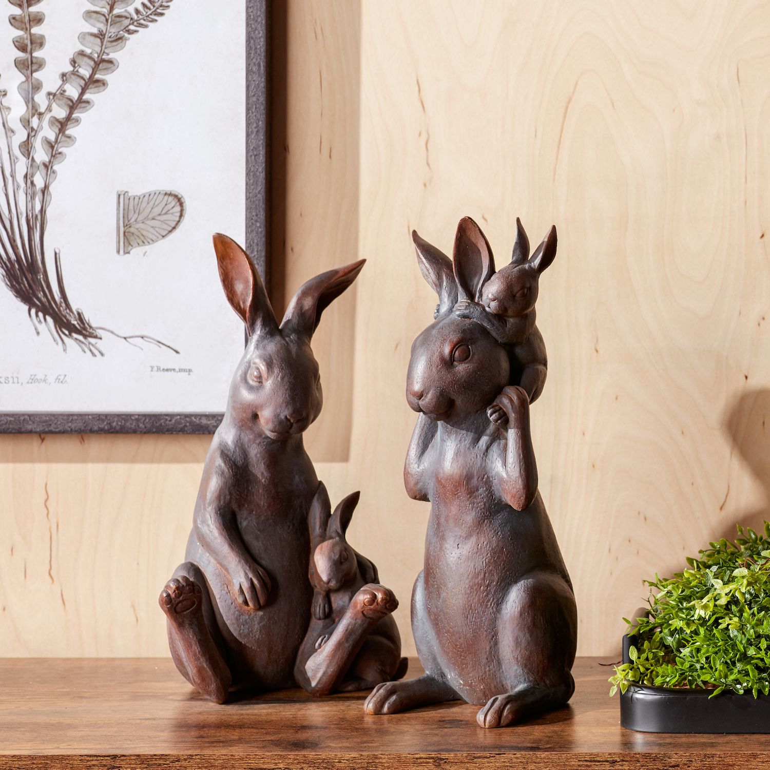 Melrose Mother Rabbit And Baby Bunny Statue Floor Decor 2-piece Set