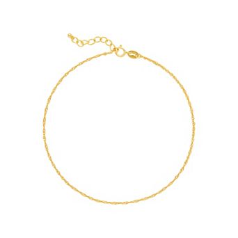 PRIMROSE 18k Gold Over Silver Singapore Chain Anklet