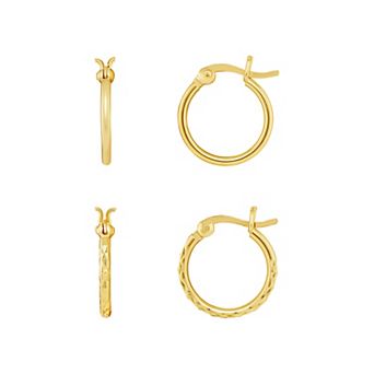 PRIMROSE 18k Gold Over Silver Hoop Earrings Duo Set