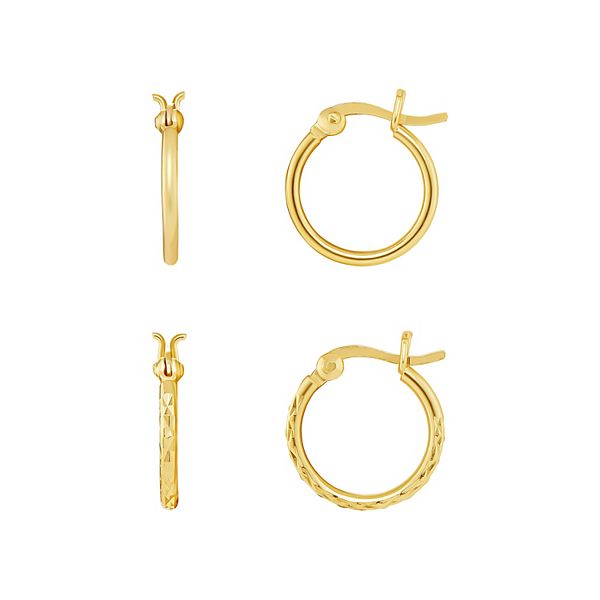 PRIMROSE 18k Gold Over Silver Hoop Earrings Duo Set