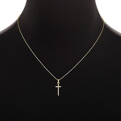 PRIMROSE 18k Gold Over Silver Cubic Zirconia Cross Pendant Necklace