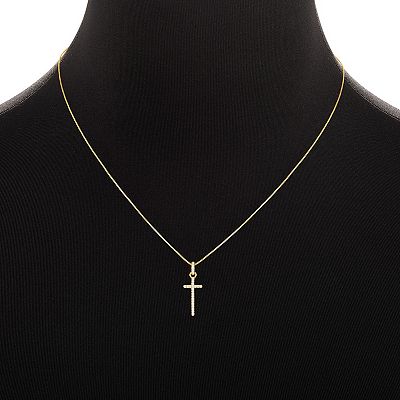 PRIMROSE 18k Gold Over Silver Cubic Zirconia Cross Pendant Necklace