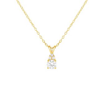 PRIMROSE 18k Gold Over Silver Cubic Zirconia Cluster Pendant Necklace