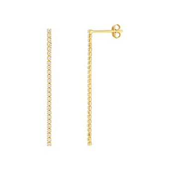 PRIMROSE 18k Gold Over Silver Cubic Zirconia Tennis Drop Earrings