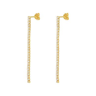 PRIMROSE 18k Gold Over Silver Cubic Zirconia Tennis Drop Earrings