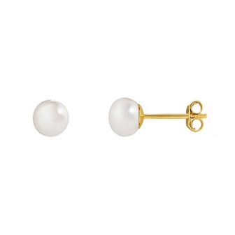 PRIMROSE 18k Gold Over Silver White Glass Pearl Stud Earrings