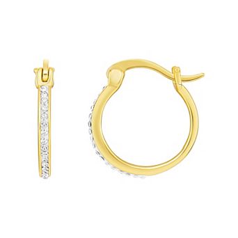 PRIMROSE 18k Gold Over Silver Pave Clear Crystal Hoop Earrings