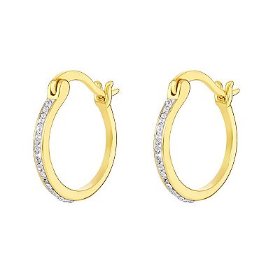 PRIMROSE 18k Gold Over Silver Pave Clear Crystal Hoop Earrings