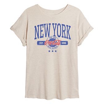 Juniors' Coca Cola New York Oversized Graphic Tee