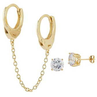 Sunkissed Sterling Sterling Silver Double Piercing Earring Duo Set