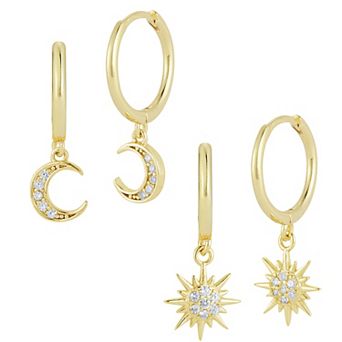Sunkissed Sterling Sterling Silver Cubic Zirconia Sun & Moon Earring Duo Set