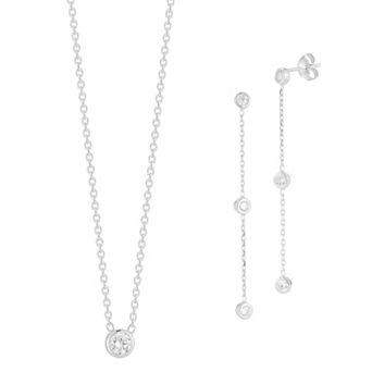 Sunkissed Sterling 14k Gold Over Silver Cubic Zirconia Necklace & Drop Earring Set