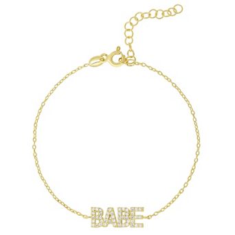 Sunkissed Sterling 14k Gold Over Silver Cubic Zirconia "BABE" Bracelet