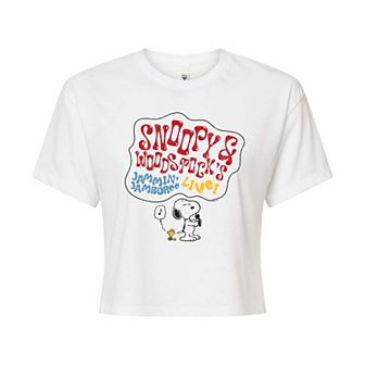 Juniors' Peanuts Snoopy & Woodstock Singing Graphic Tee