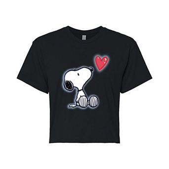 Juniors' Peanuts Snoopy Heart Airbrush Graphic Tee