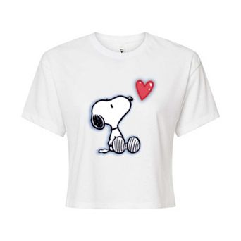 Juniors' Peanuts Snoopy Heart Airbrush Graphic Tee