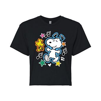Juniors' Peanuts Snoopy & Woodstock Patches Graphic Tee