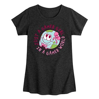 Girls Gamer Girl In A Gamer World Graphic Tee