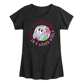 Girls Gamer Girl In A Gamer World Graphic Tee