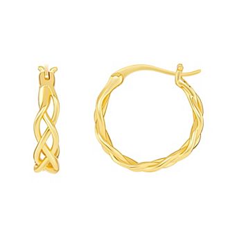 PRIMROSE 18k Gold Plated 17mm Polished Braided Hoop Earrings