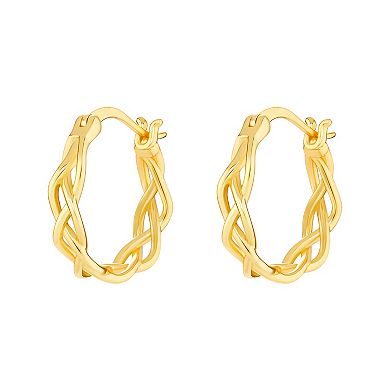 PRIMROSE 18k Gold Plated 17mm Polished Braided Hoop Earrings