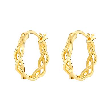 PRIMROSE 18k Gold Plated 17mm Polished Braided Hoop Earrings