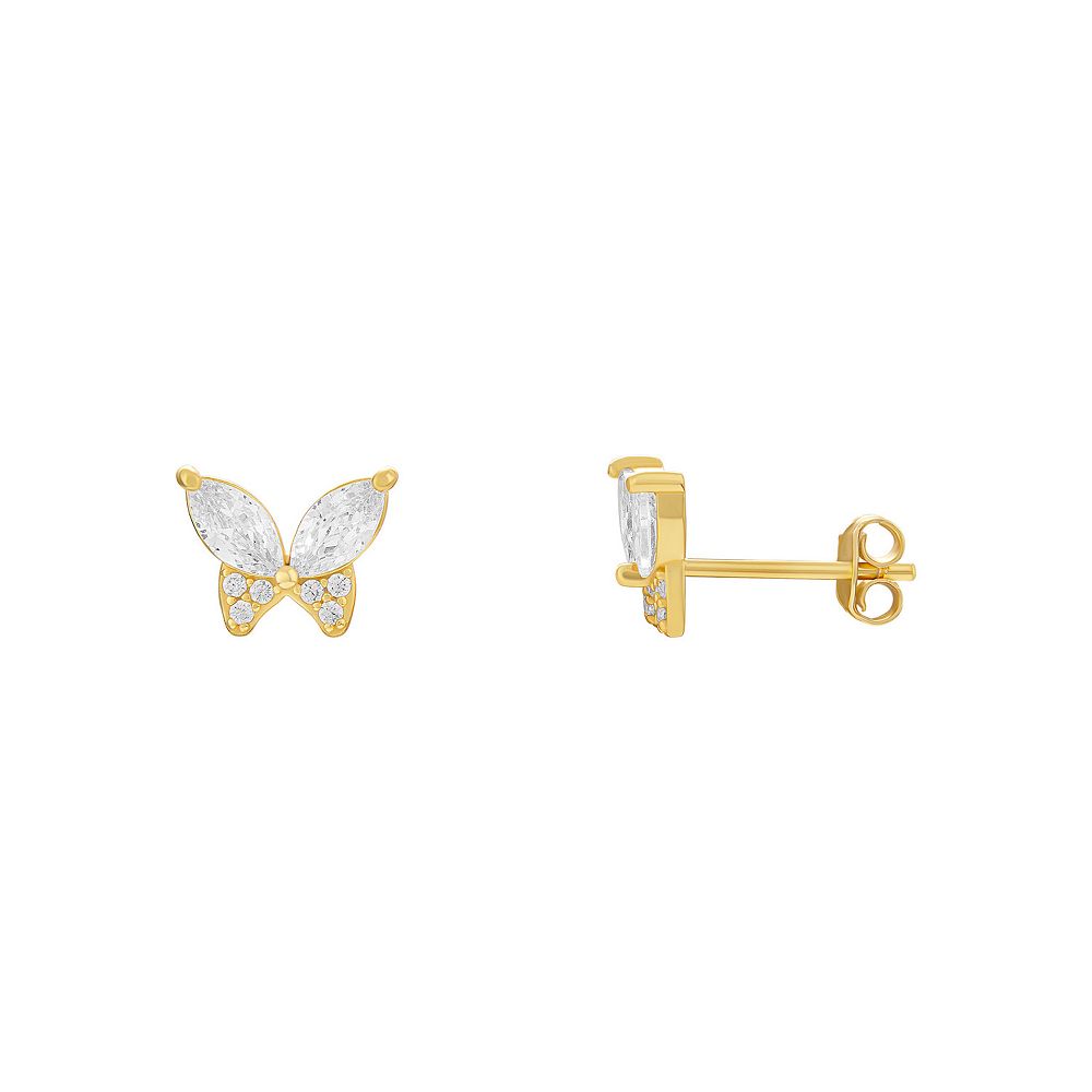 Pavé Set Cubic Zirconia Butterfly Stud Earrings main image 1