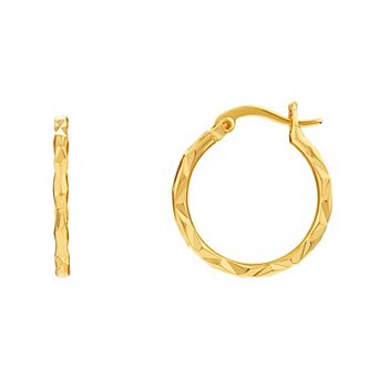 PRIMROSE 18k Gold Over Silver Textured Hoop Earrings
