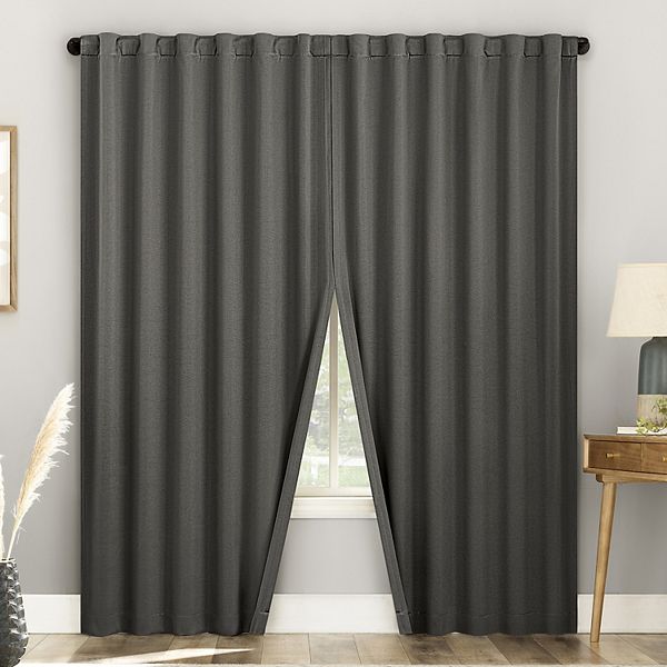 Sun Zero Aria Magnetic Closure 100% Blackout Theater Grade Set of 2 Window Curtain Panels - Gray (52X96)