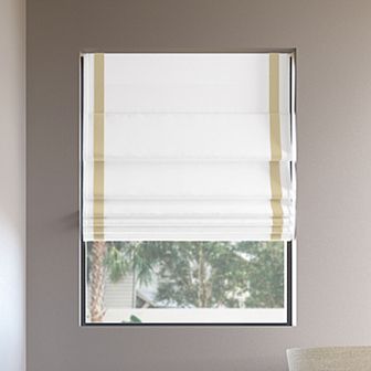 Sun Zero Olander Black Ribbon Border 100% Blackout Cordless Roman Shade