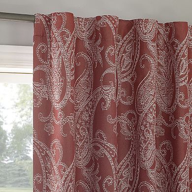 Sun Zero Pedra Paisley Embroidery 100% Blackout Single Curtain Panel